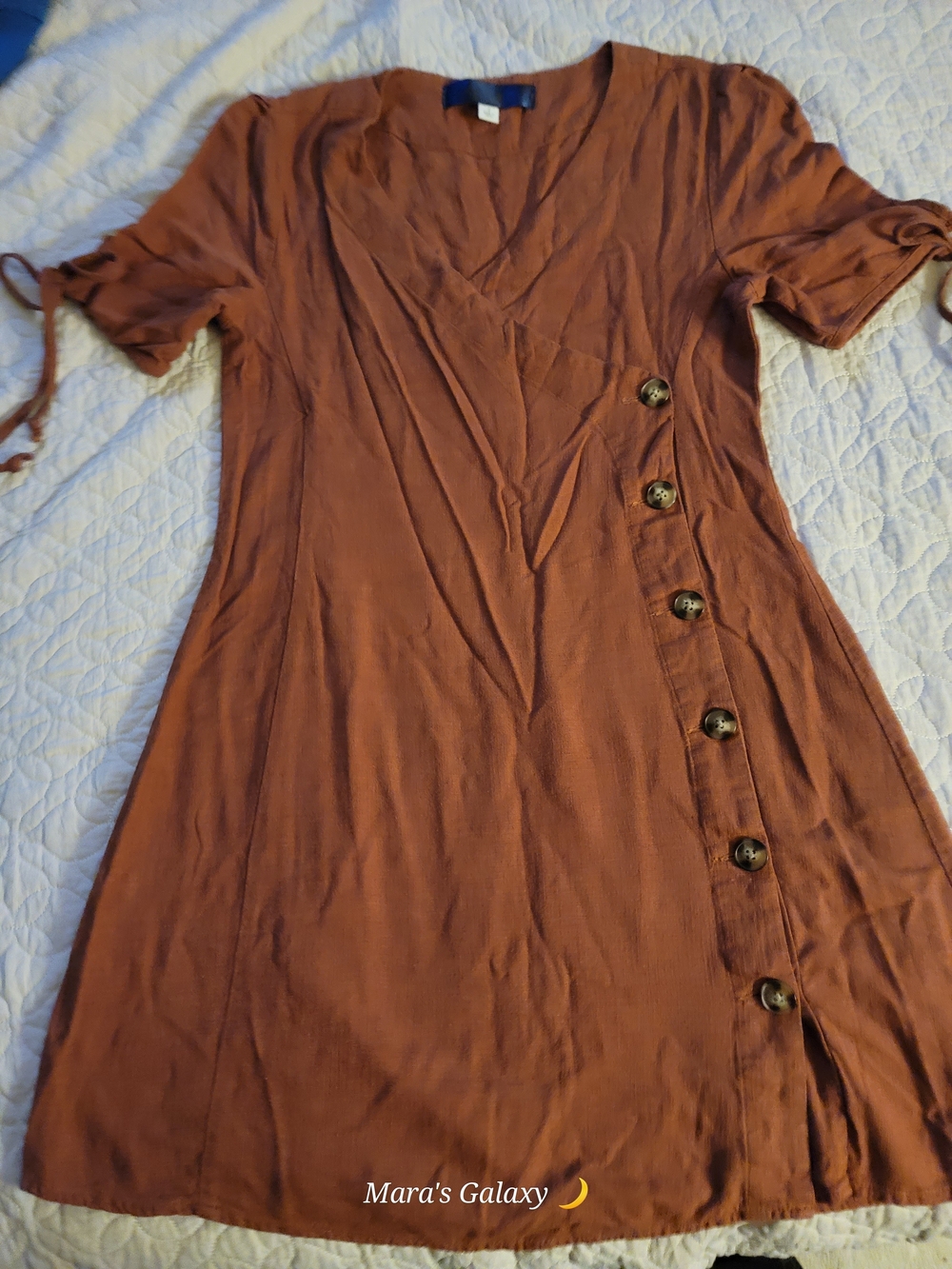 Blue Rain Francesca's Rust Orange Button Wrap Mini Dress - Size S
